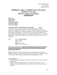 BOA 181 Legal Terminology - Moberly Area Community College
