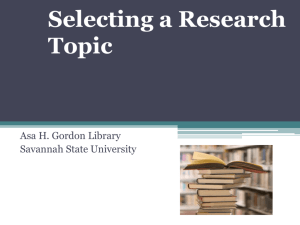 research_topics - Asa H. Gordon Library