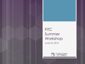 2015 FITC Summer Workshop Presentation - FITC Alliance