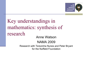 Key understandings NAMA 2009 - Promoting Mathematical Thinking