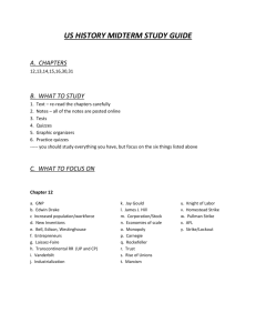 us history midterm study guide a. chapters