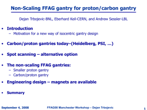 Non-scaling FFAG gantry for proton/carbon therapy