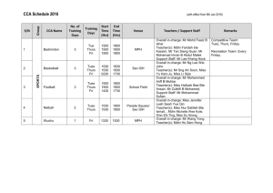 CCA_Schedule 2016 - Tampines Secondary School