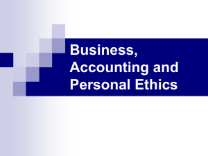 Business, Accounting and Personal Ethics