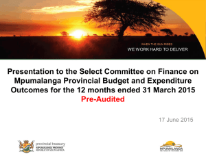 Mpumalanga Provincial Budget and Expenditure