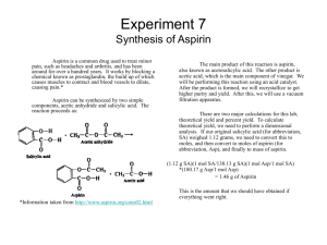 Experiment 7 Synthesis of Aspirin
