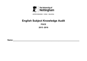 Area of Subject Knowledge - University of Nottingham