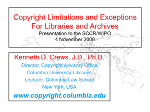 Copyright Limitations and Exceptions For Libraries and