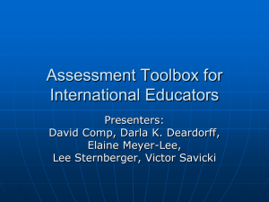 Assessment Toolbox for International Educators (Power Point)