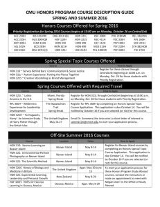 Spring and Summer 2016 Honors Course Listing