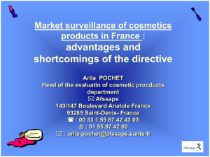 Departement of cosmetic products : Evaluation and Vigilance of