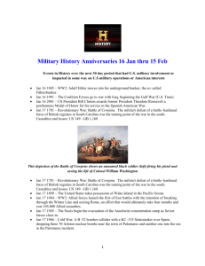 Military History Anniversaries 0116 thru 0214
