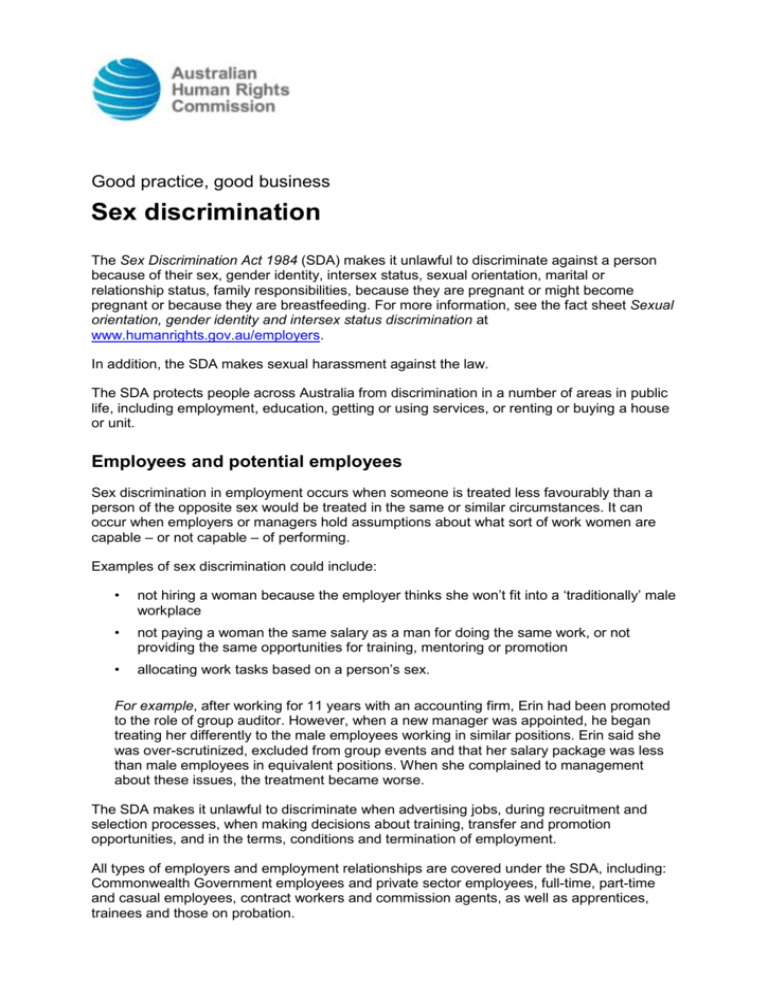 Sex Discrimination Australian Human Rights Commission 3480