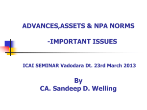 advances,assets & npa norms -important issues
