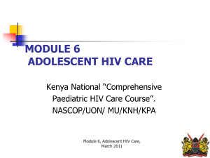 The HIV infected adolescent
