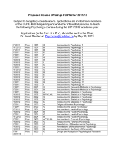 Proposed Course Offerings Fall/Winter 2011/12