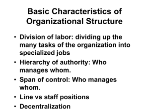 Basic Characteristics of Organizational Structure