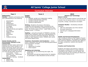 Curriculum Overview - All Saints College
