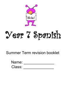 Year 7 Spanish summer revision booklet 2010