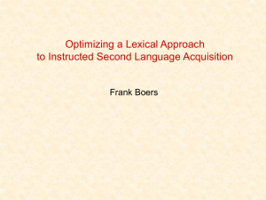 Optimising a Lexical Approach to Instructed Second Language