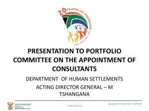 Purpose for the appointed consultants