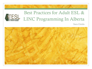 Best Practices for Adult ESL & LINC Programming In Alberta