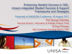 Unisa's Integrated Student Success & Support Frameworks