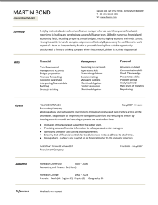 Finance manager CV template