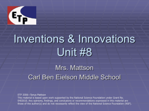 Inventions & Innovations Unit #8 - Engineering Technology Pathways