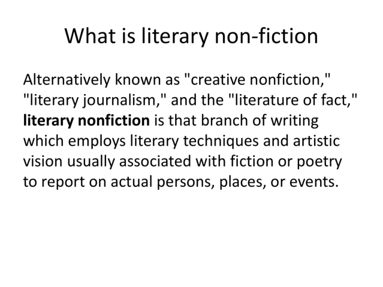 What Is Literary Non fiction