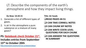 LT: Describe the components of the earth*s atmosphere and how