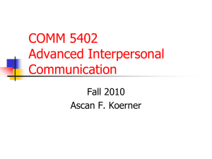 SPCH 5402 Advanced Interpersonal Communication