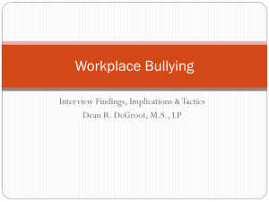 Workplace Bullying: Interview Findings, Implications, &Tactics
