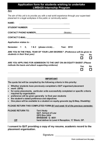 Application form for students wishing to undertake