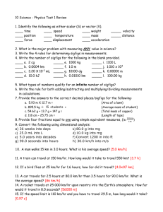 Motion Test 1 Review Answers