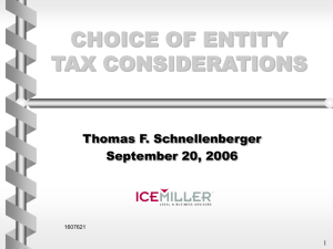 Choice of Entity Tax Considerations by Ice Miller