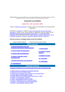 Corporate Law Bulletin 100 - December 2005