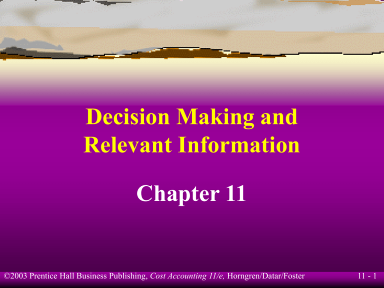 What Is Relevant Information For Decision Making