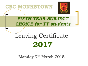 subject choice - CBC Monkstown Park