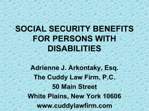 Social Security benefits for persons with epilepsy and disabilities