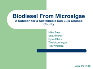 Algae and Biodiesel - Cal Poly San Luis Obispo
