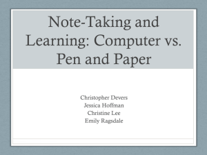 Computer vs. Pen and Paper - Indiana Wesleyan University