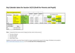 Key Calendar dates for Session 1415 (Pupils and Parents) 12 June