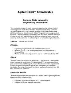 Agilent-BEST Scholarship Sonoma State University Engineering