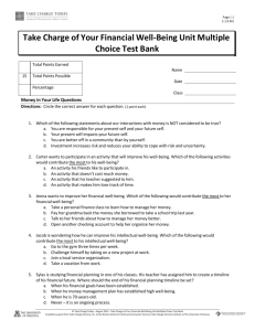 Take Charge of Your Financial Well‐Being Unit Multiple Choice Test