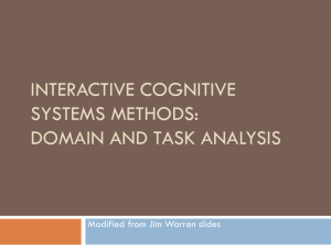 Interactive Cognitive Systems Methods: Domain and Task Analysis