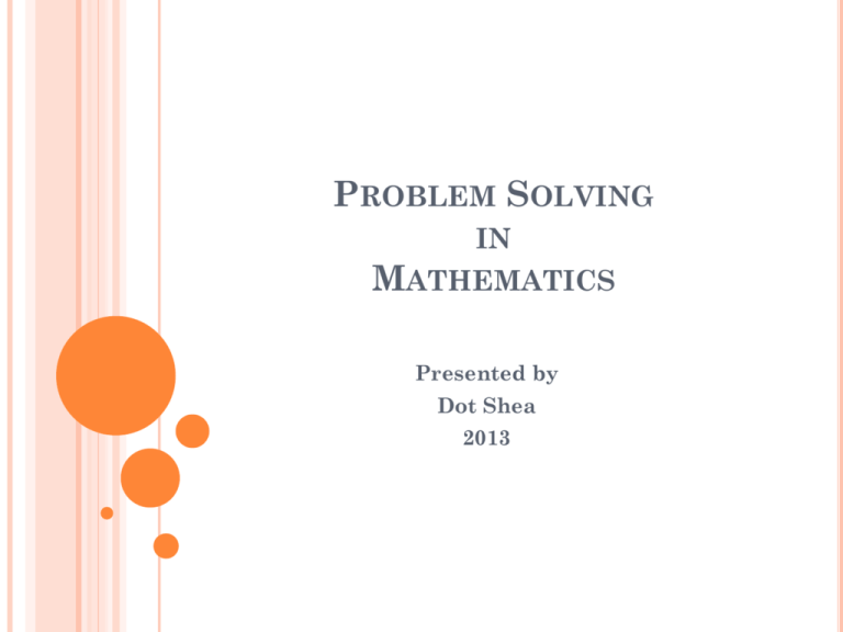 what is problem solving in mathematics brainly