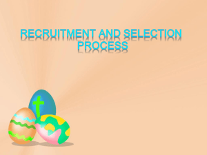 RECRUITMENT AND SELECTION PROCESS