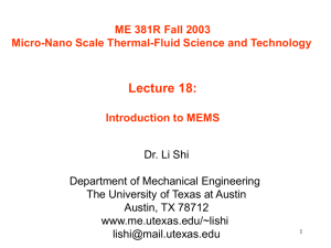 Introduction to MEMS - Department of Mechanical Engineering