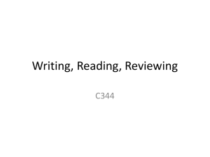 Writing, Reading, Reviewing